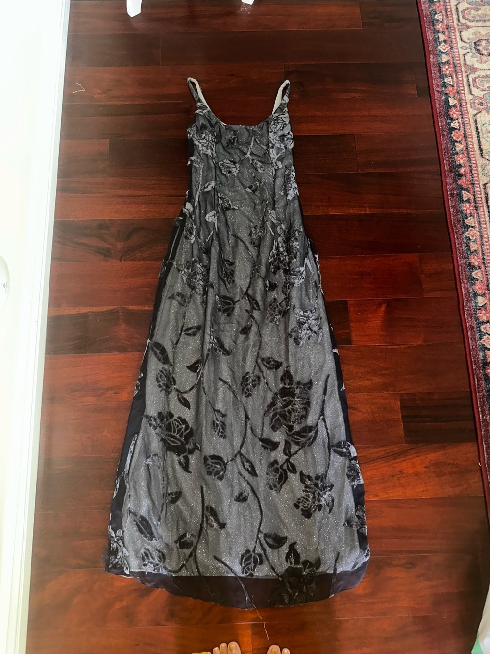 Black Floral Mesh Slip Dress